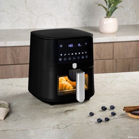 Аэрогриль - цифровая  конвекционная печь для здорового питания. Фритюрница без масла  1400W.Аэрофритюрница, 5 л, с видимым окном Berlinger Haus BH9557, черная