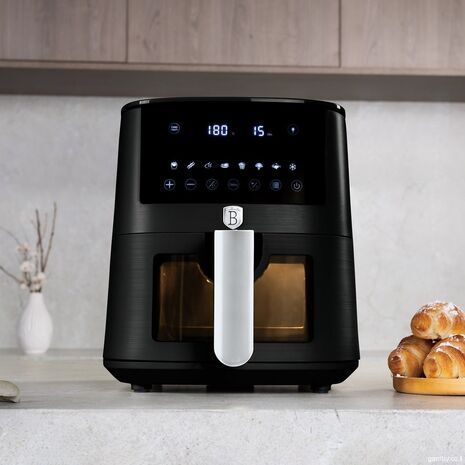 Аэрогриль - цифровая  конвекционная печь для здорового питания. Фритюрница без масла  1400W.Аэрофритюрница, 5 л, с видимым окном Berlinger Haus BH9557, черная