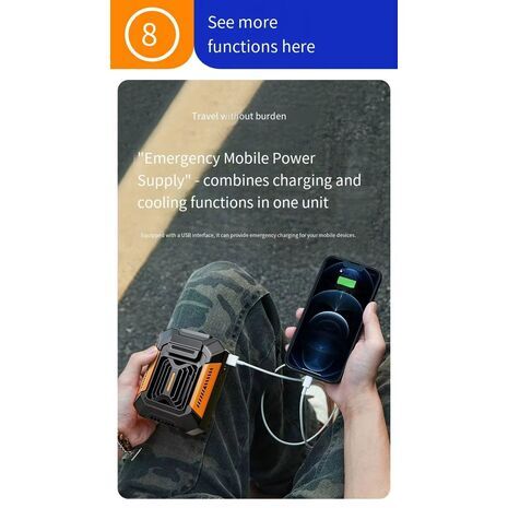 מאוורר לביש 4 ב-1: סוללה ניידת, פנס, חיבור לחגורה ולצוואר – מאוורר לעבודה, לטיולים ולקמפינג HOMFISH