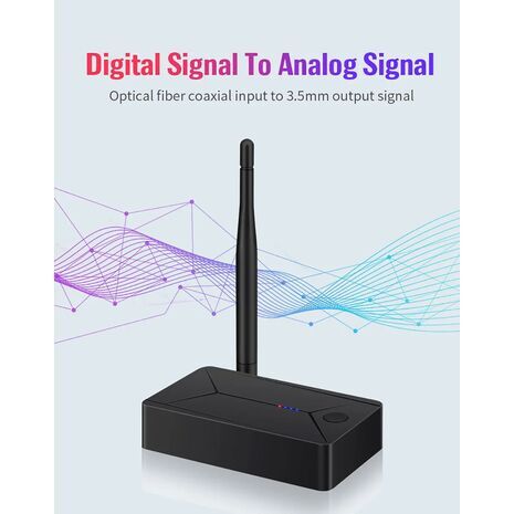 מתאם אודיו אלחוטי לחיבור אוטומטי של אוזניות Bluetooth לטלוויזיה או למחשב — TX13 משדר Bluetooth 5.0 תלת-תכליתי עם ממיר DAC (AUX/RCA/USB/קו-אקסיאלי/אופטי) T44C