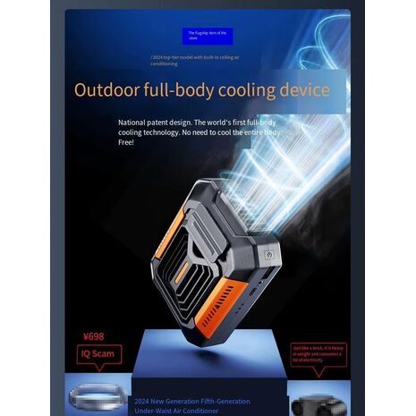 מאוורר לביש 4 ב-1: סוללה ניידת, פנס, חיבור לחגורה ולצוואר – מאוורר לעבודה, לטיולים ולקמפינג HOMFISH