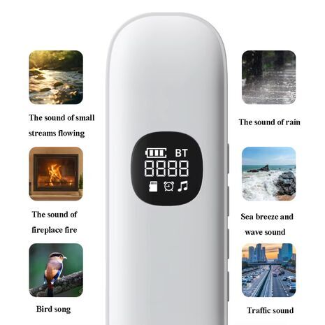 Беспроводная Bluetooth-колонка с костной проводимостью под подушку, звуковая панель-помощник для сна с белым шумом, LED-дисплеем, поддержкой TF/MP3 и таймером автоматического отключения