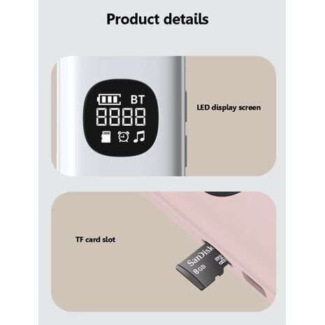 Беспроводная Bluetooth-колонка с костной проводимостью под подушку, звуковая панель-помощник для сна с белым шумом, LED-дисплеем, поддержкой TF/MP3 и таймером автоматического отключения