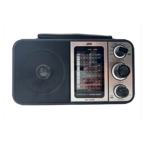 רדיו רב תכליתי עם נגן USB, FM/MW ו-6 תחומי SW – שחור JVC RA-HRU30