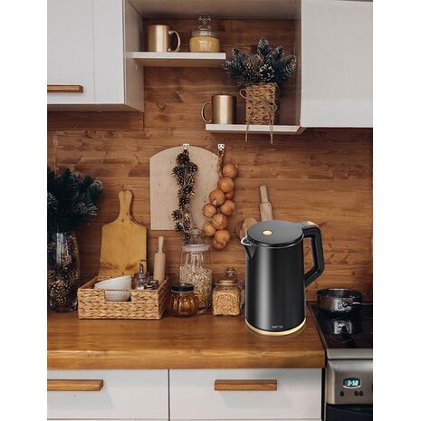 Decorative detachable kettle, model NIS, matte white color with relief pattern, MATRIX, 1800 W, 1.8 L