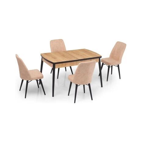 Выполнен из качественного МДФ. Внешне напоминает мраморный стол. Ножки металлические.  Размеры: 130 * 80. Дополнительное увеличение около 40 см.  Имеется светлая и темная расцветка. Стильный и современный дизайн. Можно дополнительно приобрести стулья серого, черного и бежевого цвета.  Производство Турция.  Цена стола: 1150 шекелей Цена стула: 400 шекелей Цена набора (стол + 4 стула): 2150 шекелей  Доставка*: 150 шекелей Доставка* + сборка: 300 шекелей  *До 2-го этажа без лифта  Такой набор украсит любую гостиную!