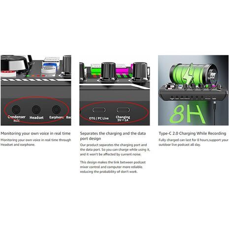 Podcasting and Streaming Kit: BM-800 Condenser Microphone, Mixer, Desktop Stand with F998 Audio Interface — Set for PC and Smartphone, Studio Recording, and Broadcasting, with Voice Changing and Sound Mixing Features