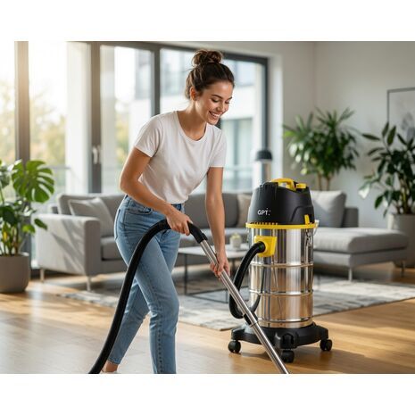 Industrial Vacuum Cleaner for Wet and Dry Cleaning, 30 Liters GPT GPV-2530
