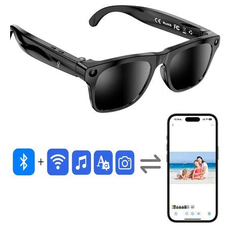 Умные очки с искусственным интеллектом, голосовой ассистент, bluetooth-очки, устойчивые к ультрафиолету, функцией перевода и фотографирафирования ,  bluetooth-наушники , сменные линзы