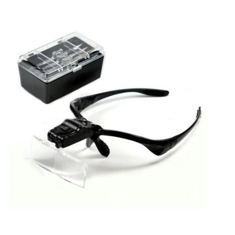 זכוכית מגדלת משקפיים לד + 5 זכוכיות