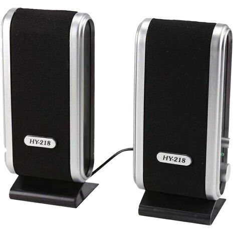 רמקולים למחשב עם יציאת AUX וכפתור לשליטת עוצמת קול ברמקול, USB, דגם HY-218.