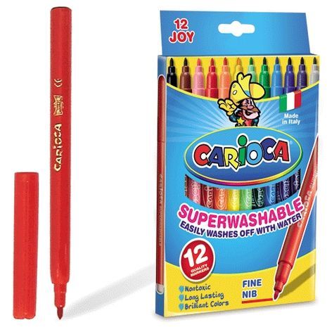 אריזת 6 טושים צבעוניים (לא רעילים) CARIOCA. מיוצר באיטליה