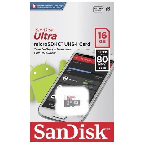 SanDisk Ultra 16GB Micro SDHC-1 C10 UHS-1 98MB/s High-Speed Memory Card