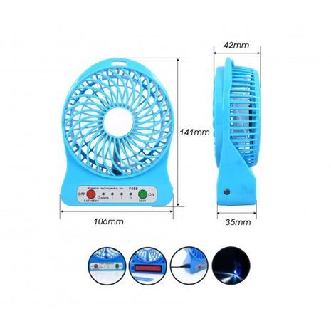 מאוורר מיני חזק עם סוללה נטענת ופנס LED חזק - 2