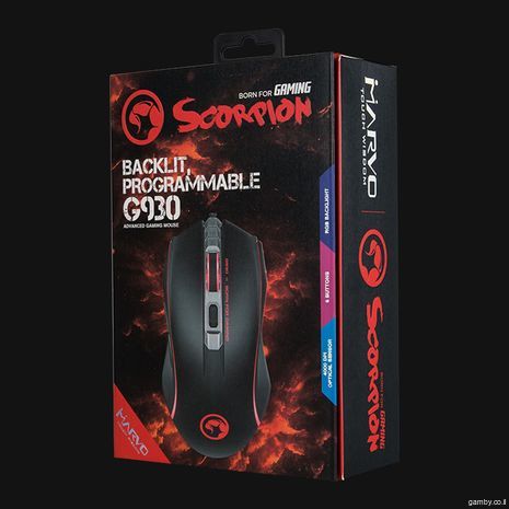 עכבר משחקים לגיימרים ומקצוענים G930 MARVO -  Scorpion Baclit Programmable