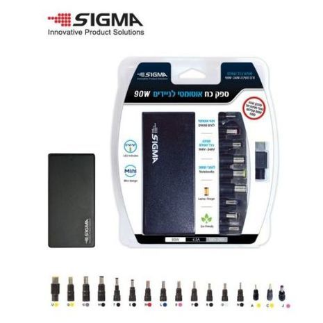 ספק כוח אוניברסלי למחשב - מטען למחשב. אוטומטי. מתאים לרוב הדגמים. SIGMA 90W