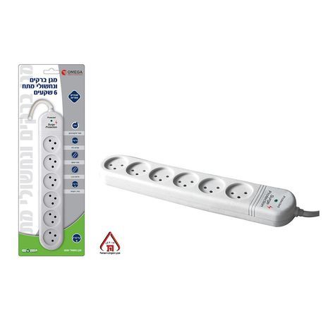 מגן ברקים 5 שקעים כבל 1 מטר Omega OM-QD-06