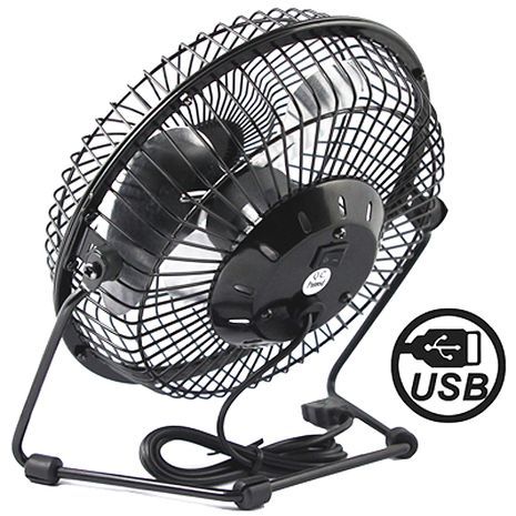 מאוורר שולחני עם שעון ומד טמפרטורה מאירים , USB , עשוי מתכת ,שקט  6"  25W LED CLOCK FEN F206-C