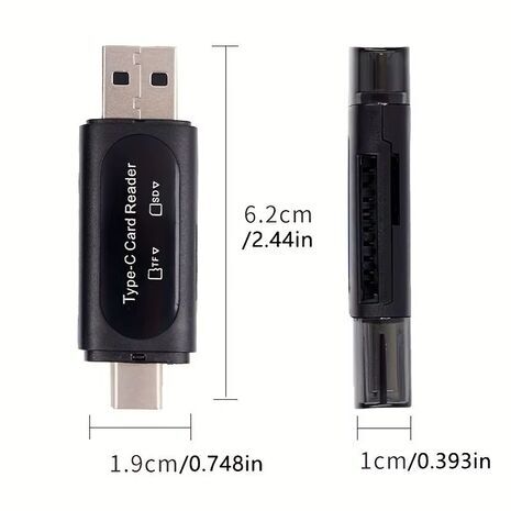 קורא כרטיסים דו צדדית Multiformate USB3/Type-C 2-in-1 USB SD/MicroSD