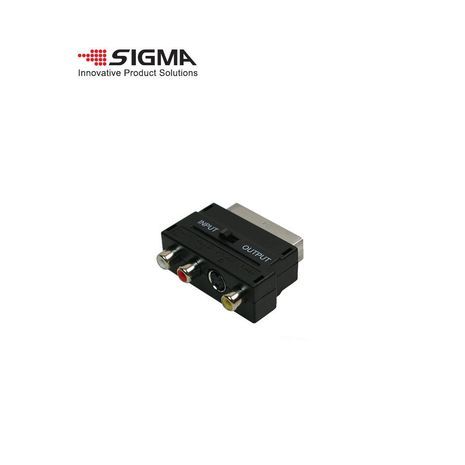 מתאם סקרט עם מפסק ל - S-VHS+ 3RCA (S-Video -RCA) בבליסטר SIGMA