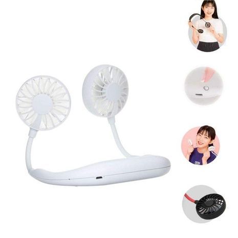 מאוורר נטען מיני עוצמתי כפול בלויה סביב הצוואר עבור הליכות וספורט