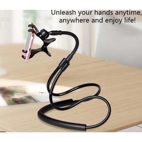 מחזיק הטלפון החכם . על הצוואר, על השולחן,   על  המיטה, על כיסא מכונית וכו