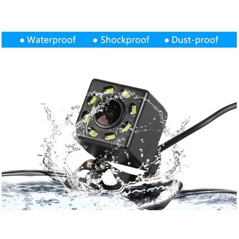 מצלמה אחורית עם 8 ראיות לילה LED. מצלמת חניה לגיבוי אוניברסלית עמיד למים, חסינים בהלם, זווית רחבה, תמונת צבע HD