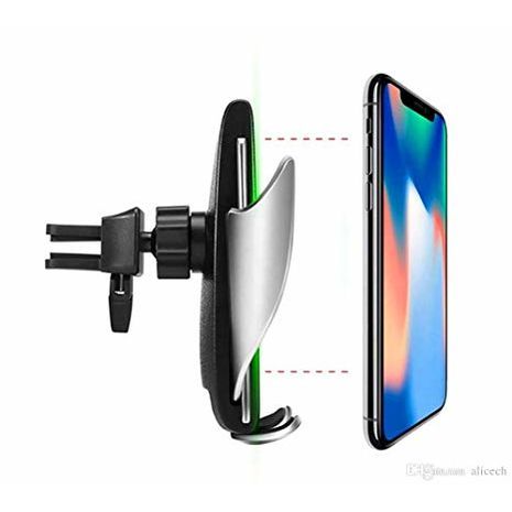 זרוע לרכב - מחזיק טלפון ומטען אלחוטי חיישן חכם 10 W. מחזיק טלפון על רשת  מזגן.