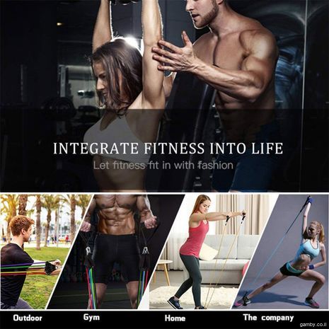 סט כושר רב תכליתי - ספורט / התעמלות מועיל לבריאות. סט להקת התנגדות 11 חתיכות