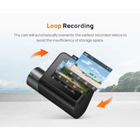 מצלמה דרך DVR - 70mai A200. מסך LCD בגודל 2 אינץ'.רזולוציה 1080P . זווית צפייה130° הקלטת ערוץ כפול, ראיית לילה.