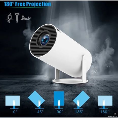 מקרן וידאו Wi-Fi 4K  Android עם מערכת הפעלה אנדרואיד מובנית  + USB. קולנוע ביתי נייד HY300 Pro