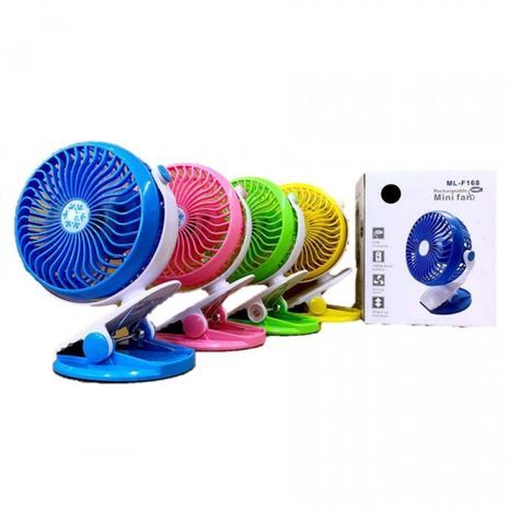 Вентилятор с заряжаемой батареей (аккумуляторный) настольный и подвесной на на прищепке ( клипсе ) 4" USB-соединение SAKAL