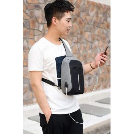 תיק צד - גב נגד גניבה עם יציאה USB