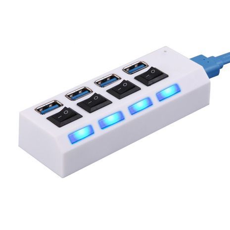 מפצל USB 3.0 ל- 4 יציאות עם מפסקים ועם כבל 50 סמ