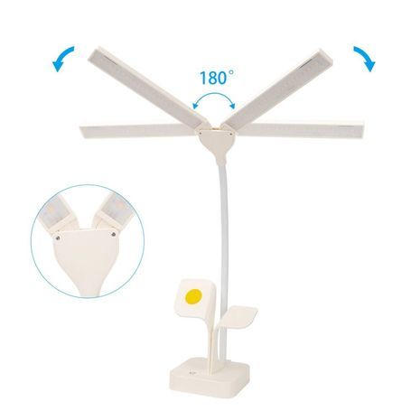 מנורת LED כפולה לשולחן להארה בו זמנית של 2 אובייקטים, עם מעמד לטלפון וספר, נטענת (נטענת) עם בקרת מגע של בהירות וצבע (אור צהוב או לבן) 550TD2