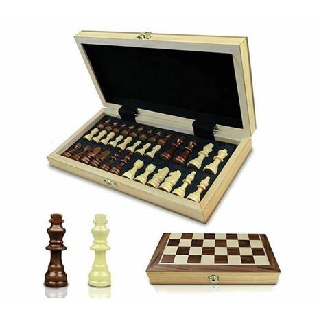 שחמט מעץ מהודר קלאסי מתקפל גודל בינוני - 30X15 סמ