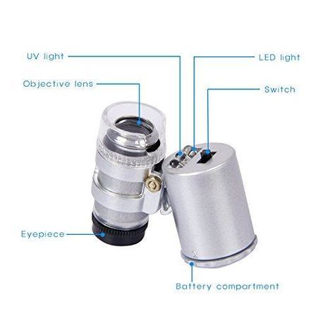 מיקרוסקופ כיס, מיני במארז ועם תאורת LED וגלאי אולטרה סגול פי 60