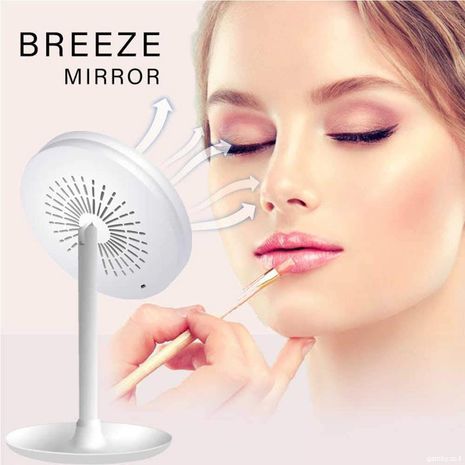 מראת איפור. הגדלה 5x, תאורת לד ומאוורר + מראה מגדילה נוספת