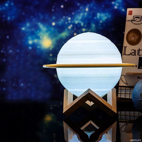 Big beautiful lamp-lamp. Night light in the shape of Saturn. Changing colors and brightness. Can work without plug, USB charge. Remote control control