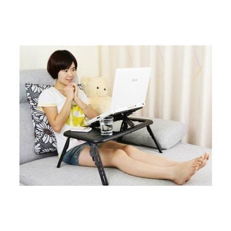 שולחן מחשב נייד מתקפל. שולחן לפטופ רב תכליתי. שולחן למחשב נייד עם 2 מאווררי קירור. שולחן E-Table