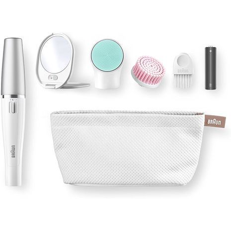 הגדר לטיפול פנים 3 ב 1. מסיר שיער פנים + מברשות לעיסוי וניקוי עמוק FaceSpa SE853V Braun