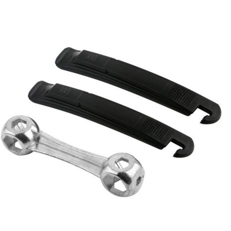 Bicycle repair kit in a bag. Cyclist travel kit in a bag.