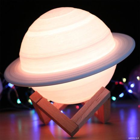 Big beautiful lamp-lamp. Night light in the shape of Saturn. Changing colors and brightness. Can work without plug, USB charge. Remote control control