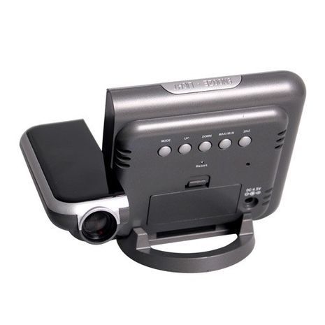 שעון מעורר דיגיטלי עם מקרן תקרה וקיר ו שעון הקרנה רב תכליתי עם פונקציית אזעקת נודניק. תצוגת LCD סופר ברורה עם תחנת מזג אוויר מפורטת. שעון מעורר עם מקרן זמן על הקיר או התקרה