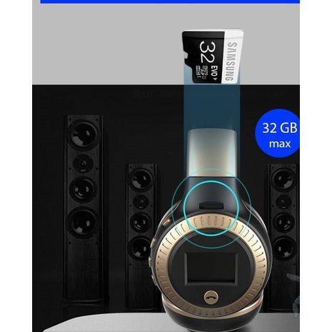 Дигитальные большие беспроводные наушники блютуз ( наушники Bluetooth ) , HI-Fi , стерео c экраном , микрофоном , радио и слотом SD ZEALOT B19