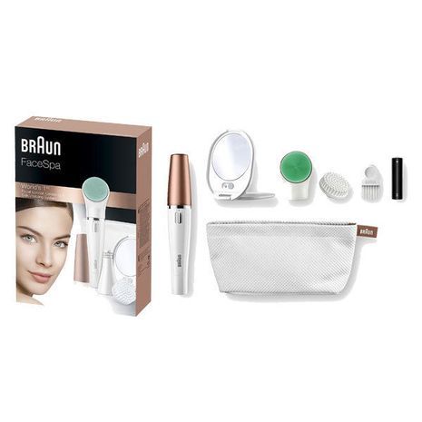 הגדר לטיפול פנים 3 ב 1. מסיר שיער פנים + מברשות לעיסוי וניקוי עמוק FaceSpa SE853V Braun