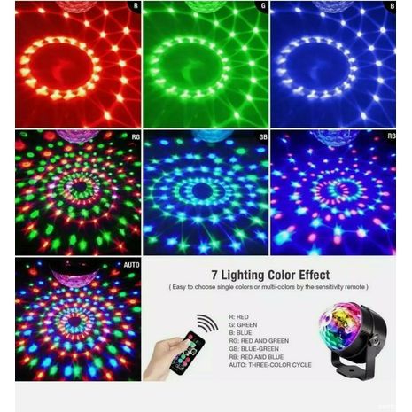 LED Party Light . USB . כדור דיסקו  לבית , טבע , לרכב +  שלט רחוק