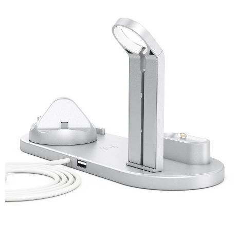 מעמד ומטען חוטי ואלחוטי 5 ב -1. מערכות הפעלה אנדרואיד, iOS (מכשירי אייפון). ממשקים: iPhone / Micro / Type-C מתאים לכל הטלפונים הניידים, שעונים חכמים. אוזניות ומכשירים אחרים של כל המותגים.